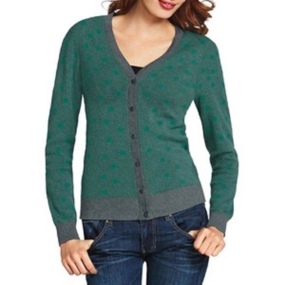 CAbi Sweaters - Cabi polka dot cardigan sweater green gray size small